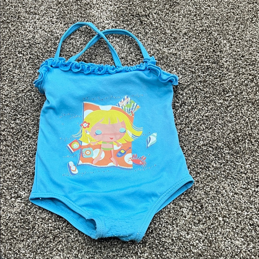 Blue Kids Swimwear with Cartoon Design